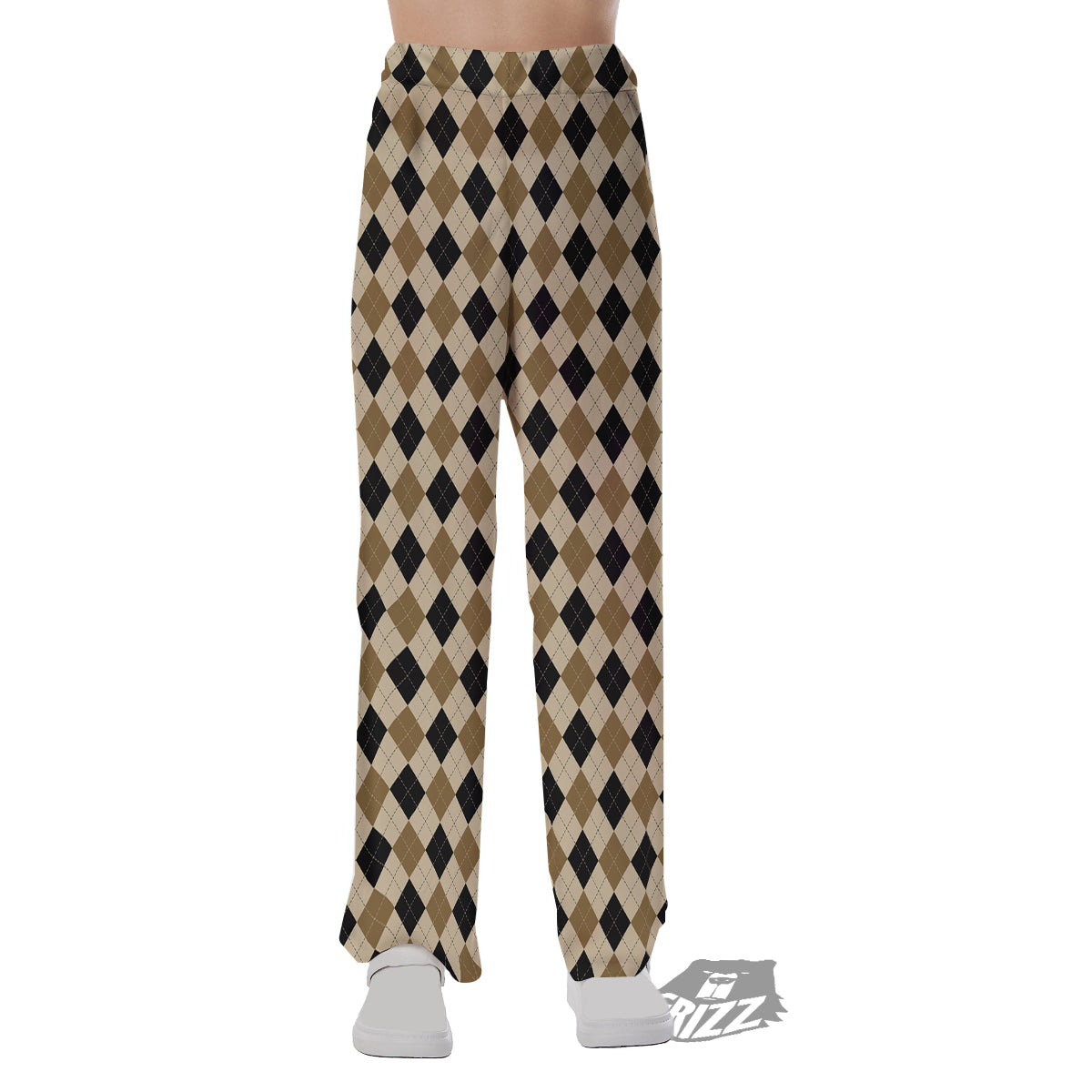 Harlequin Gold And Black Print Pattern Pajama Pants-grizzshop