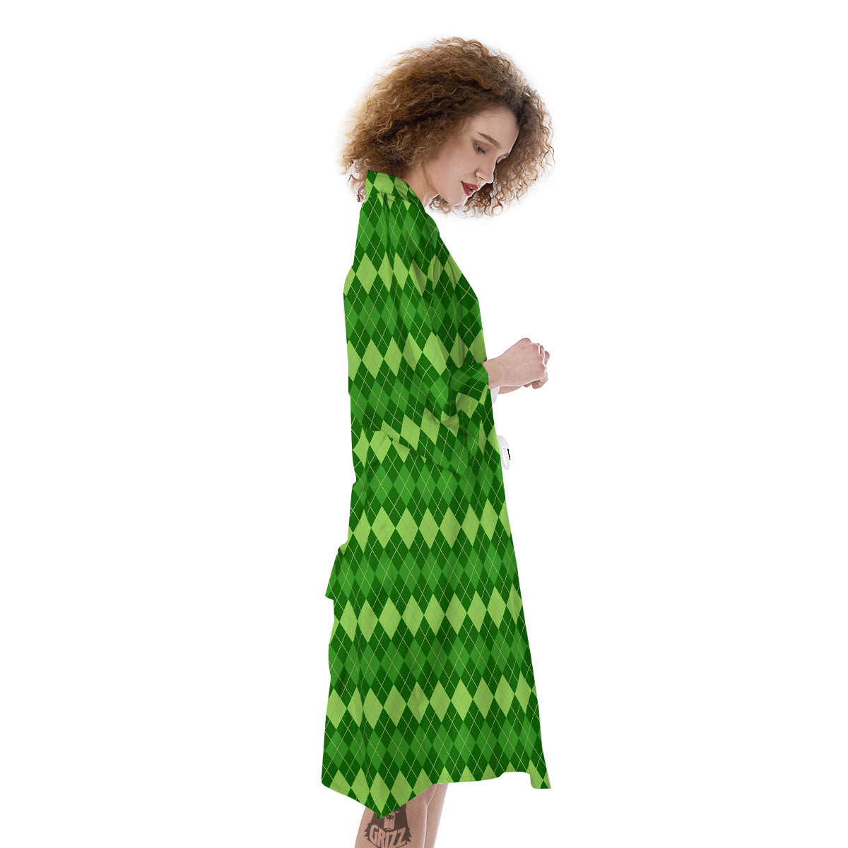Harlequin Green Print Pattern Kimono-grizzshop