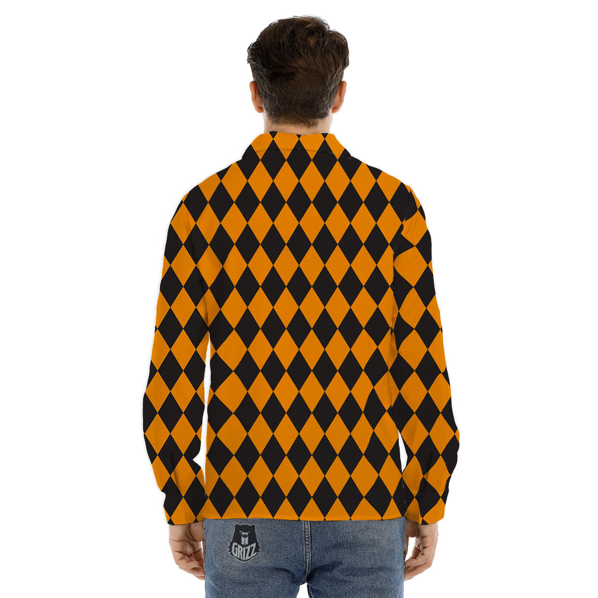 Harlequin Halloween Print Pattern Men's Dress Shirts-grizzshop
