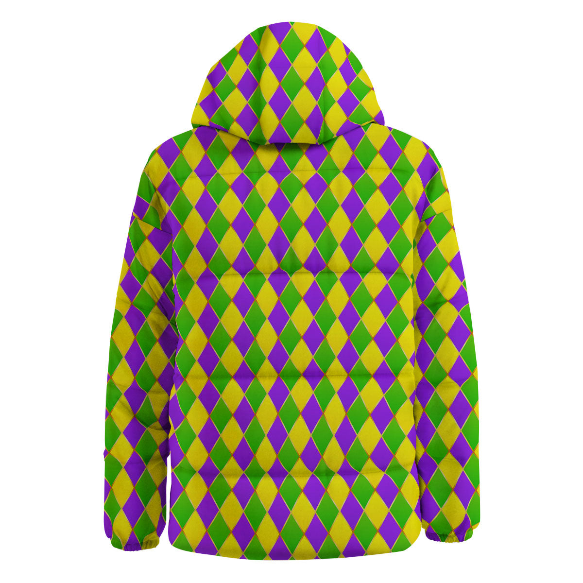 Harlequin Mardi Gras Print Pattern Down Jacket-grizzshop