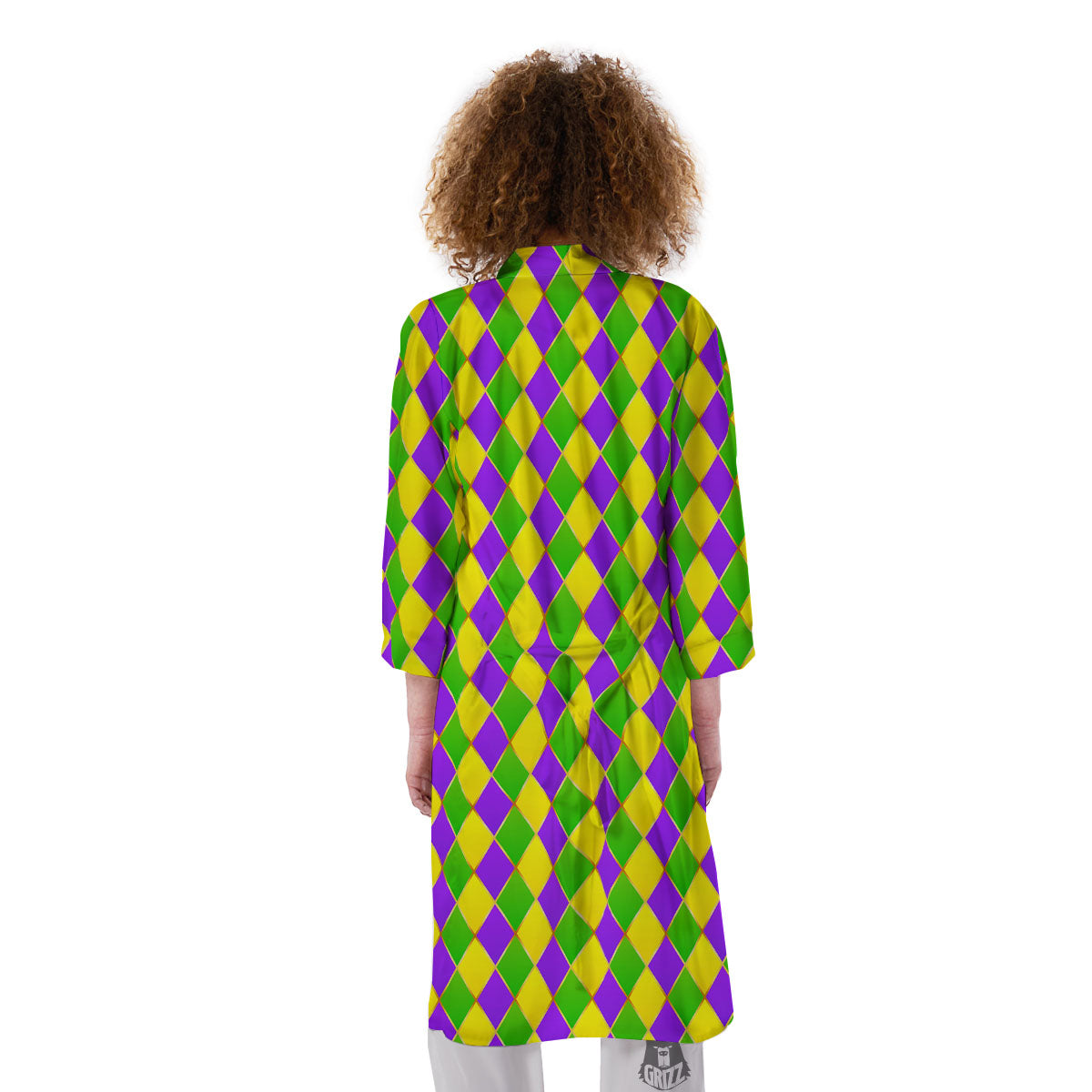 Harlequin Mardi Gras Print Pattern Kimono-grizzshop