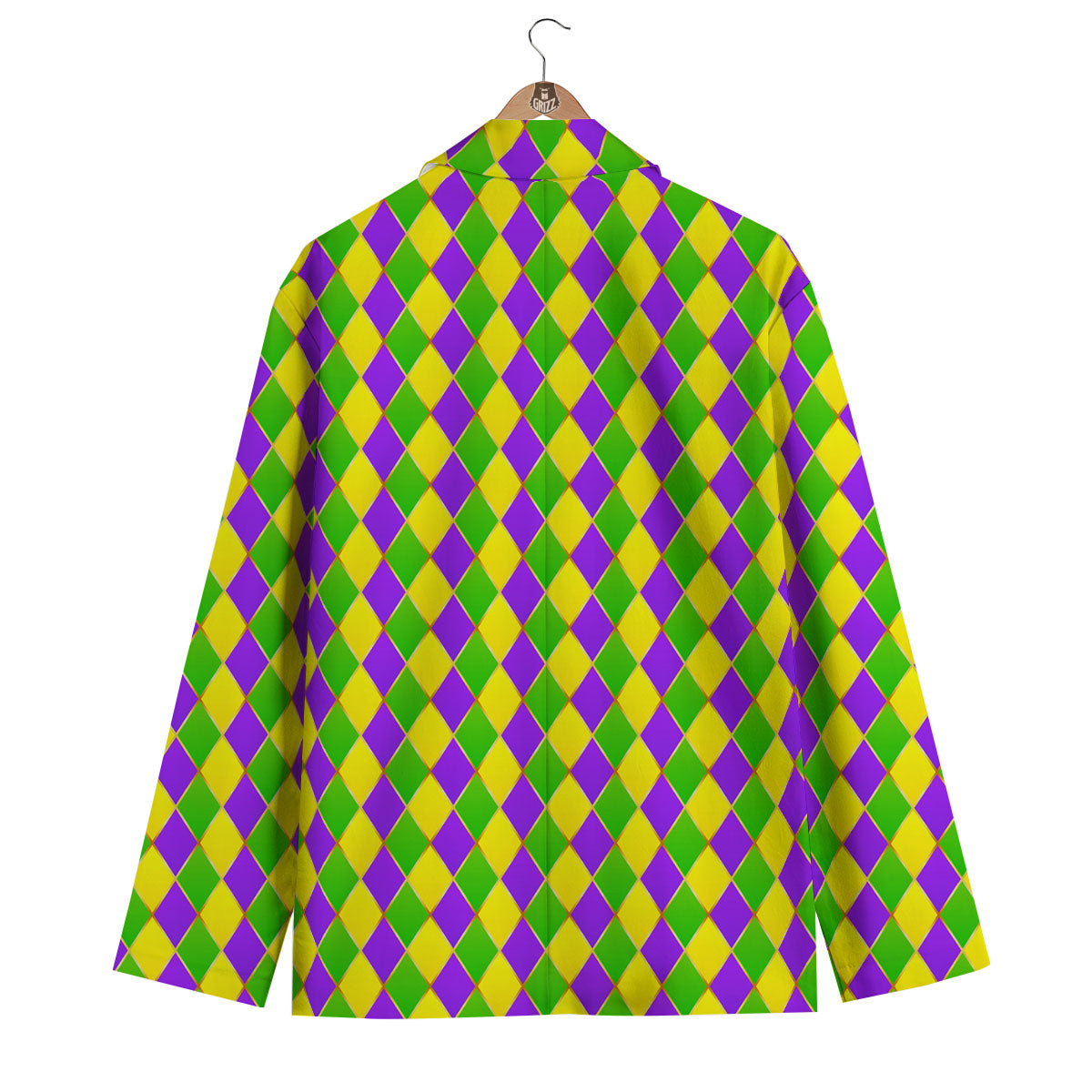 Harlequin Mardi Gras Print Pattern Men's Blazer-grizzshop