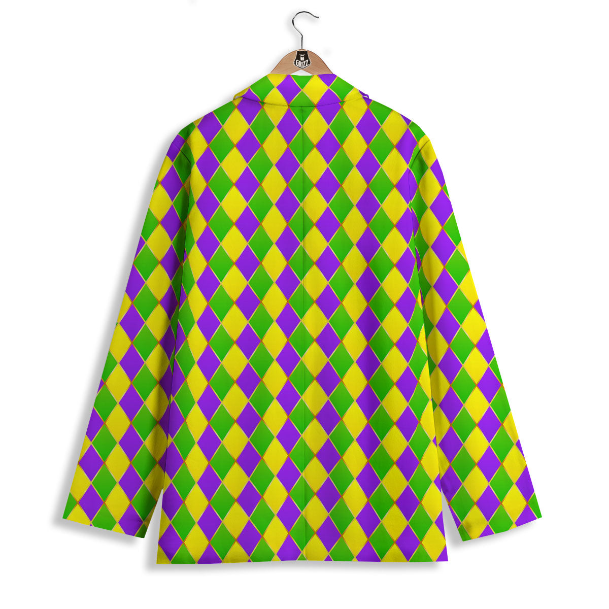 Harlequin Mardi Gras Print Pattern Women's Blazer-grizzshop
