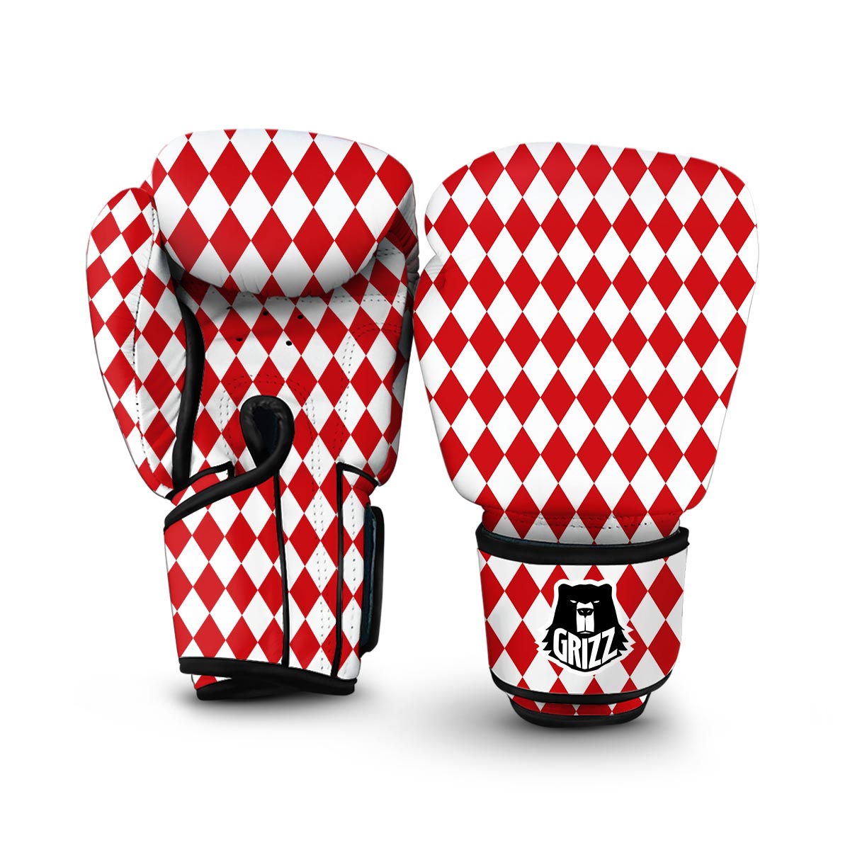 Harlequin Pattern Print Boxing Gloves-grizzshop