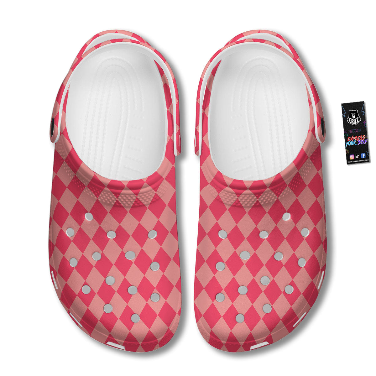 Harlequin Pink Print Pattern Clog-grizzshop