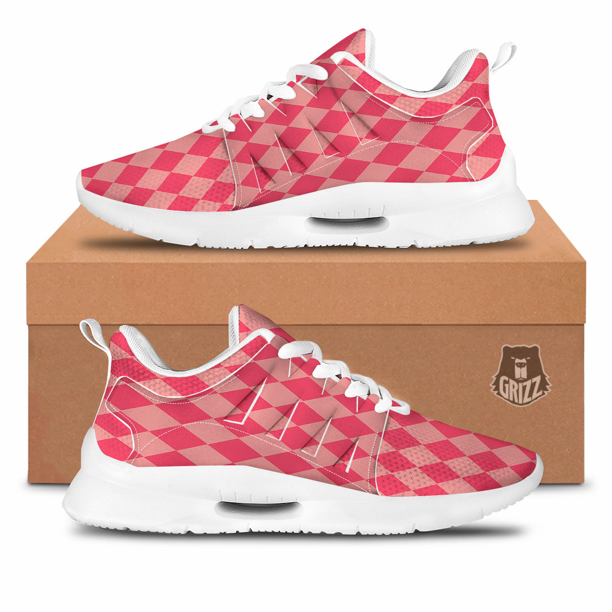 Harlequin Pink Print Pattern Tennis Shoes-grizzshop