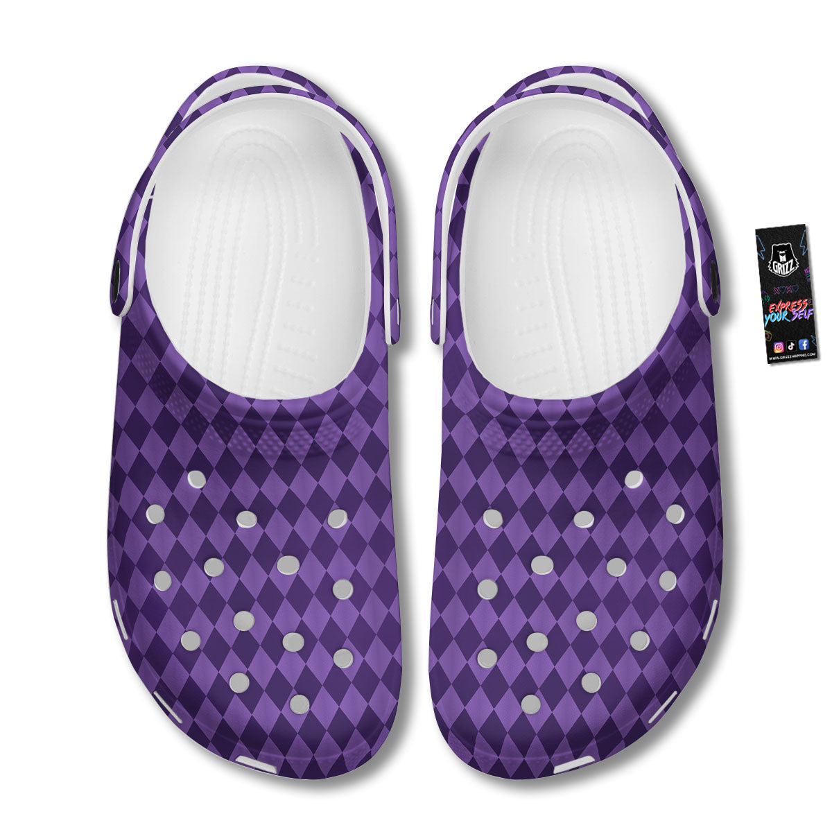 Harlequin Purple Print Pattern Clog-grizzshop