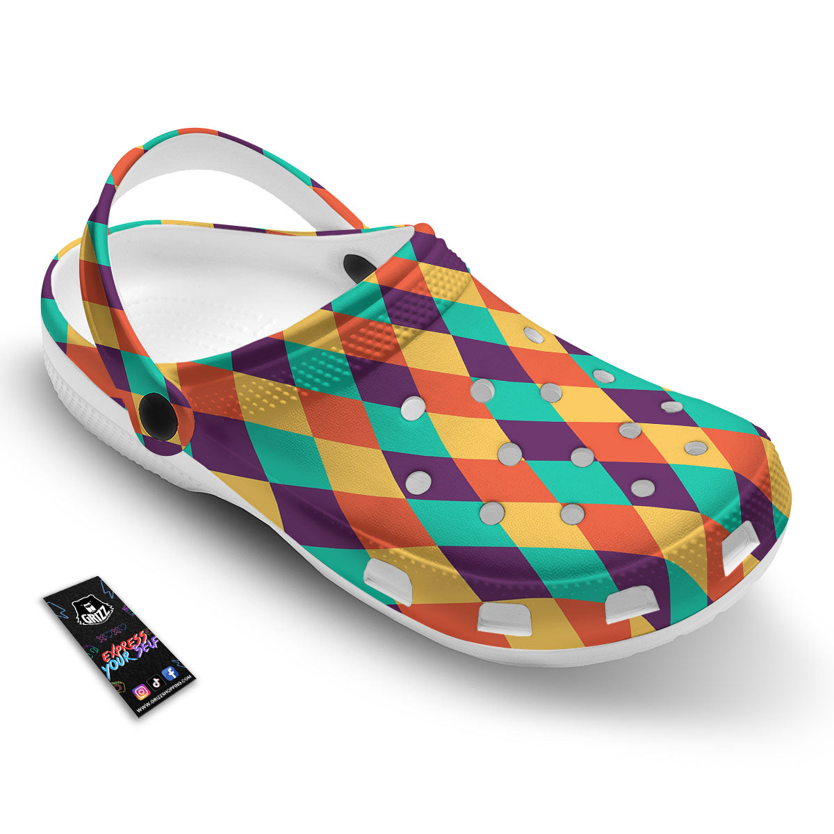 Harlequin Retro Print Pattern Clog-grizzshop