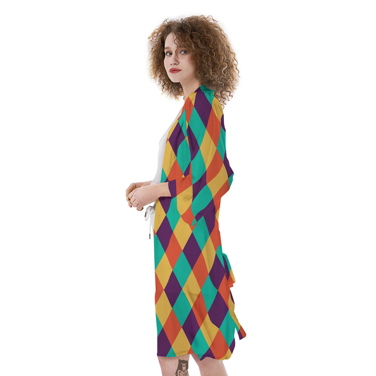 Harlequin Retro Print Pattern Kimono-grizzshop