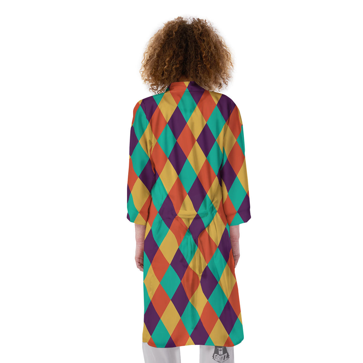 Harlequin Retro Print Pattern Kimono-grizzshop