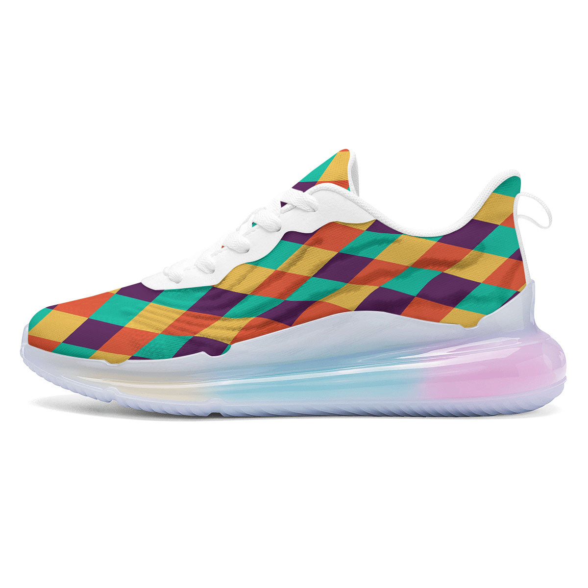Harlequin Retro Print Pattern Running Sneakers-grizzshop