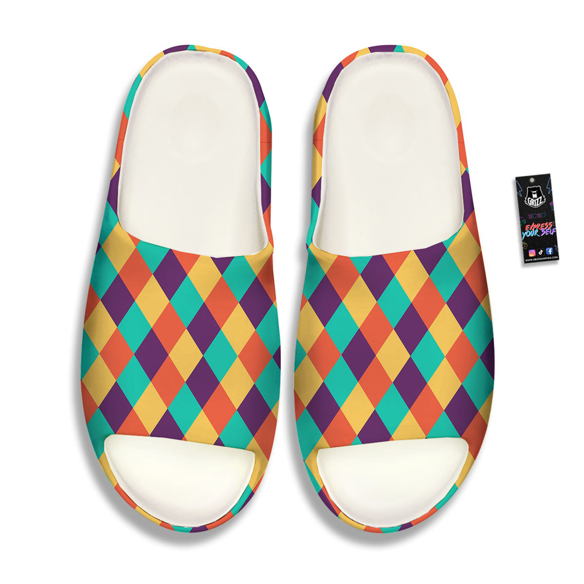 Harlequin Retro Print Pattern Sandals-grizzshop