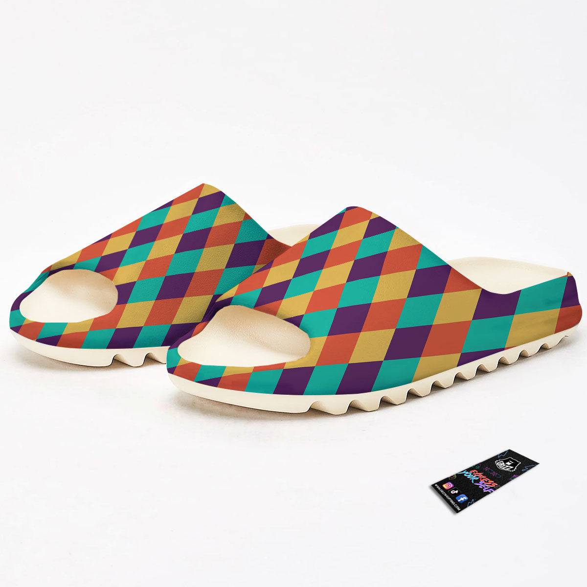 Harlequin Retro Print Pattern Sandals-grizzshop