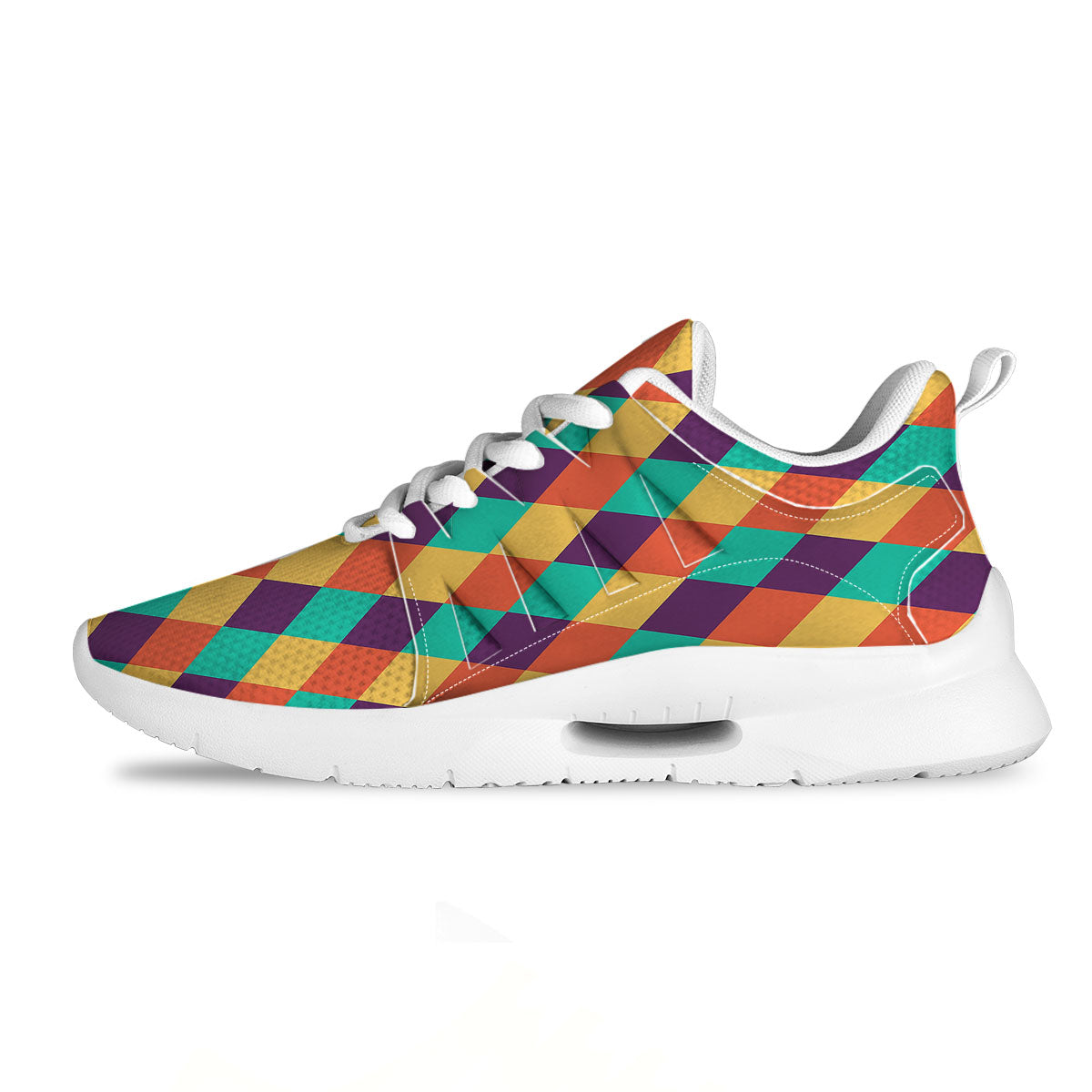 Harlequin Retro Print Pattern Tennis Shoes-grizzshop