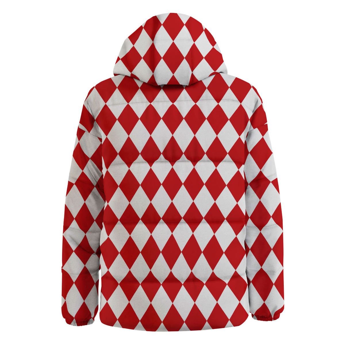 Harlequin White And Red Print Pattern Down Jacket-grizzshop