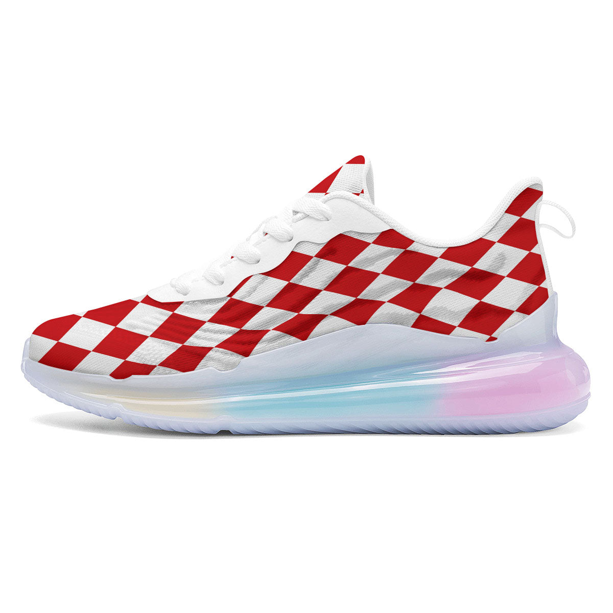 Harlequin White And Red Print Pattern Running Sneakers-grizzshop