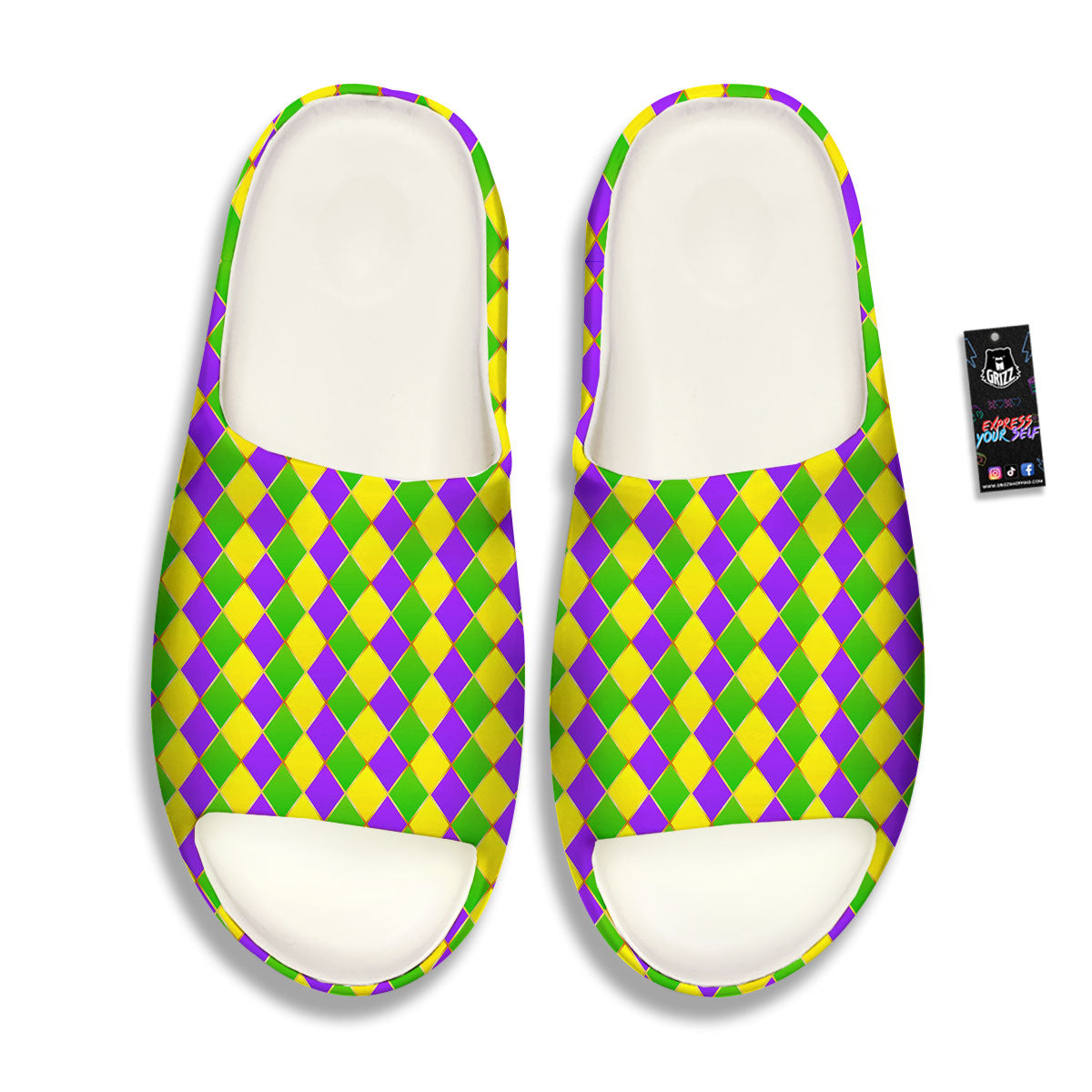 Harlequin Mardi Gras Print Pattern Sandals-grizzshop