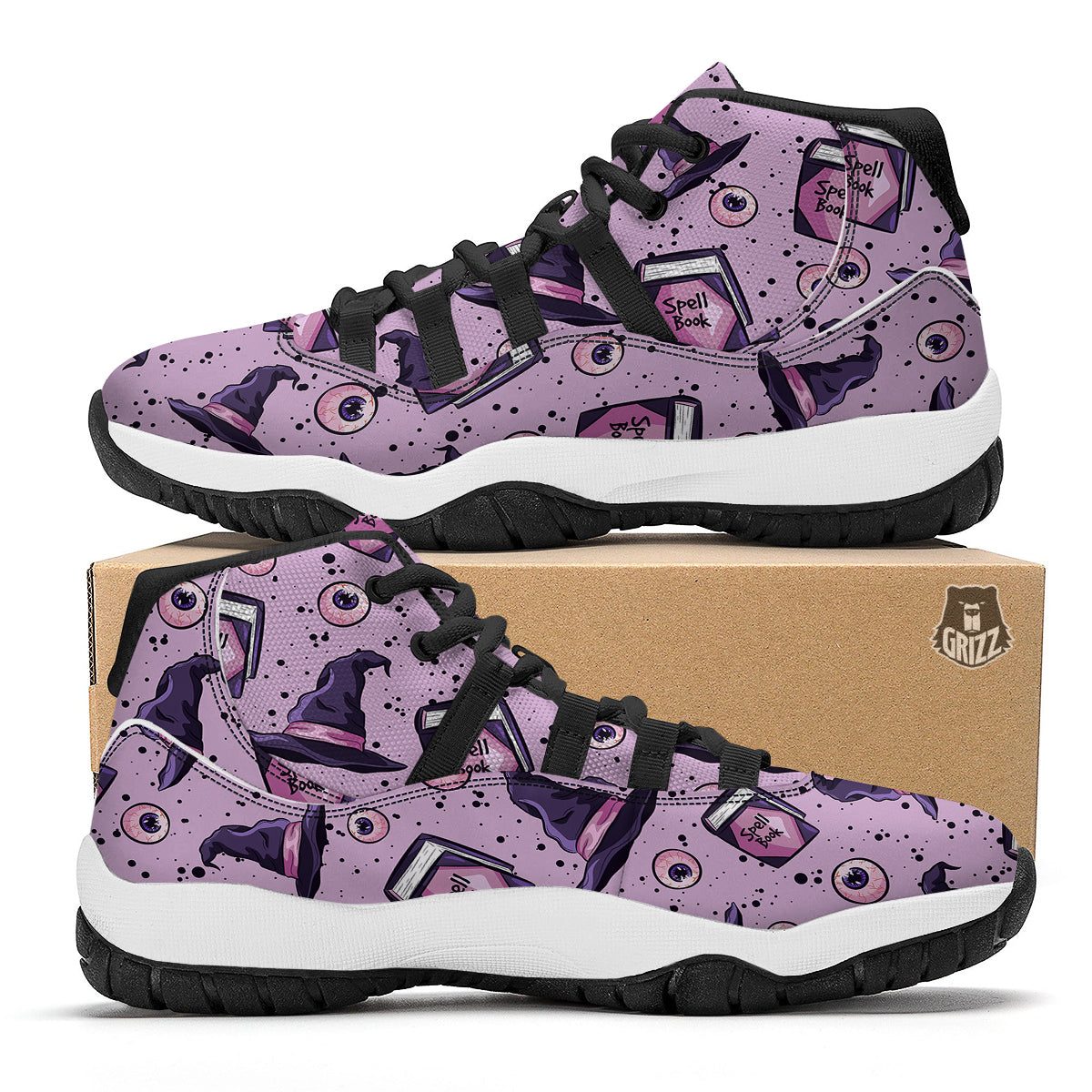 Hat Wizard Print Pattern Black Bball Shoes-grizzshop