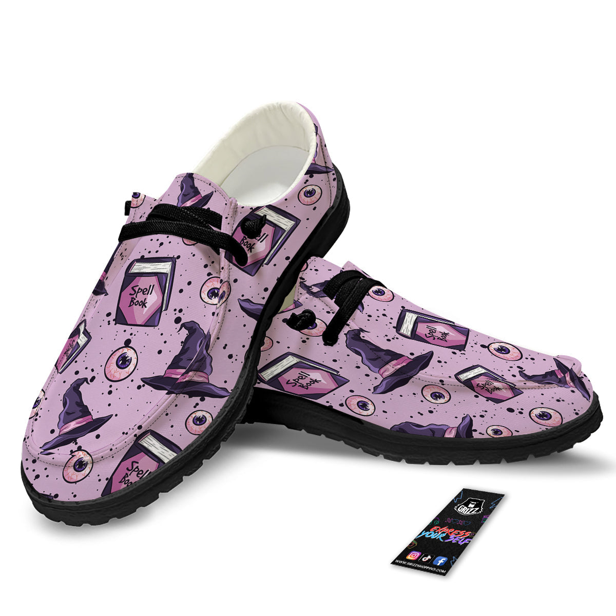 Hat Wizard Print Pattern Black Loafers-grizzshop