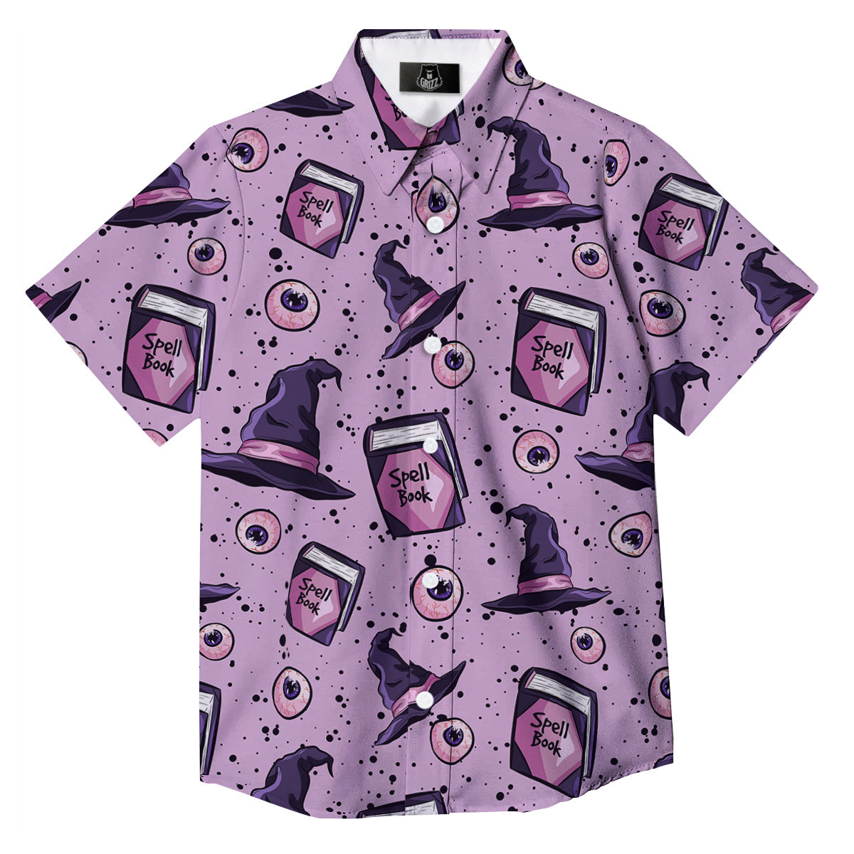 Hat Wizard Print Pattern Button Up Shirt-grizzshop