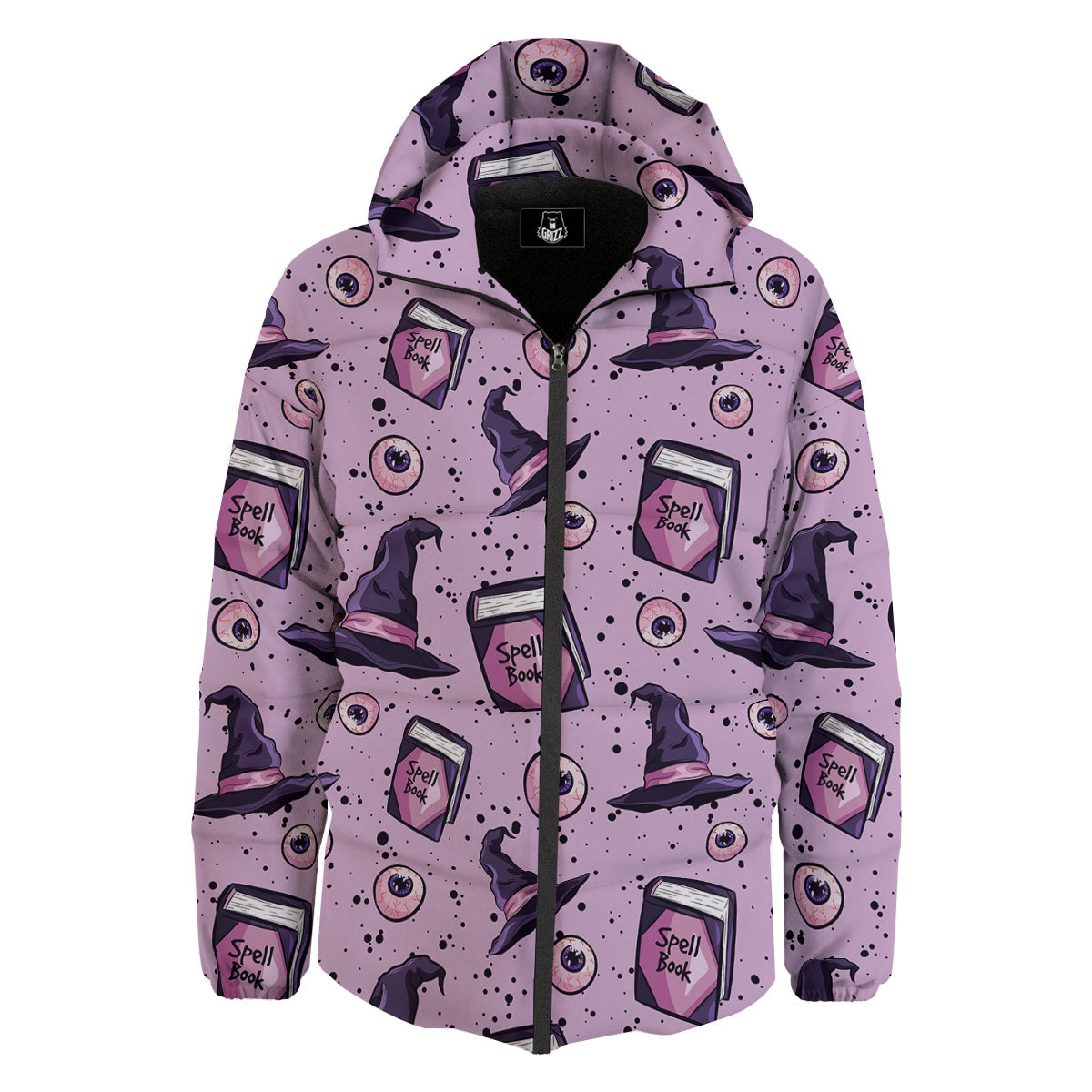 Hat Wizard Print Pattern Down Jacket-grizzshop