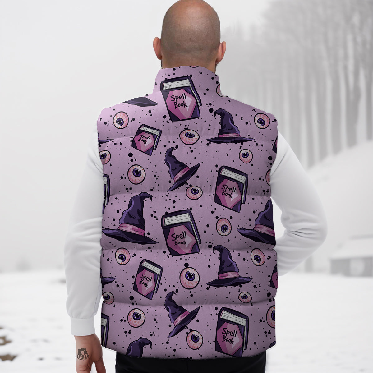 Hat Wizard Print Pattern Down Vest-grizzshop