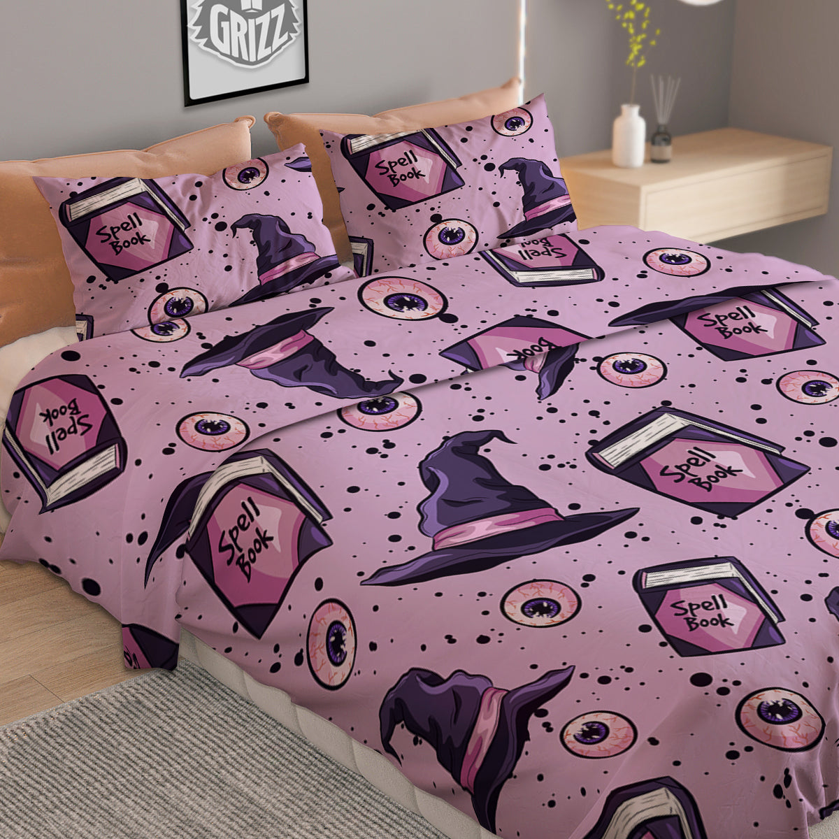 Hat Wizard Print Pattern Duvet Cover Bedding Set-grizzshop