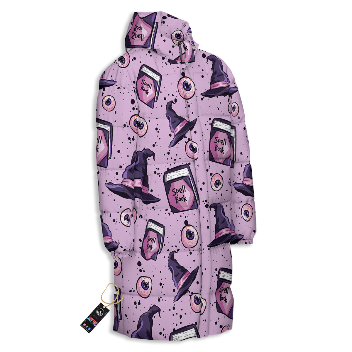 Hat Wizard Print Pattern Long Down Jacket-grizzshop