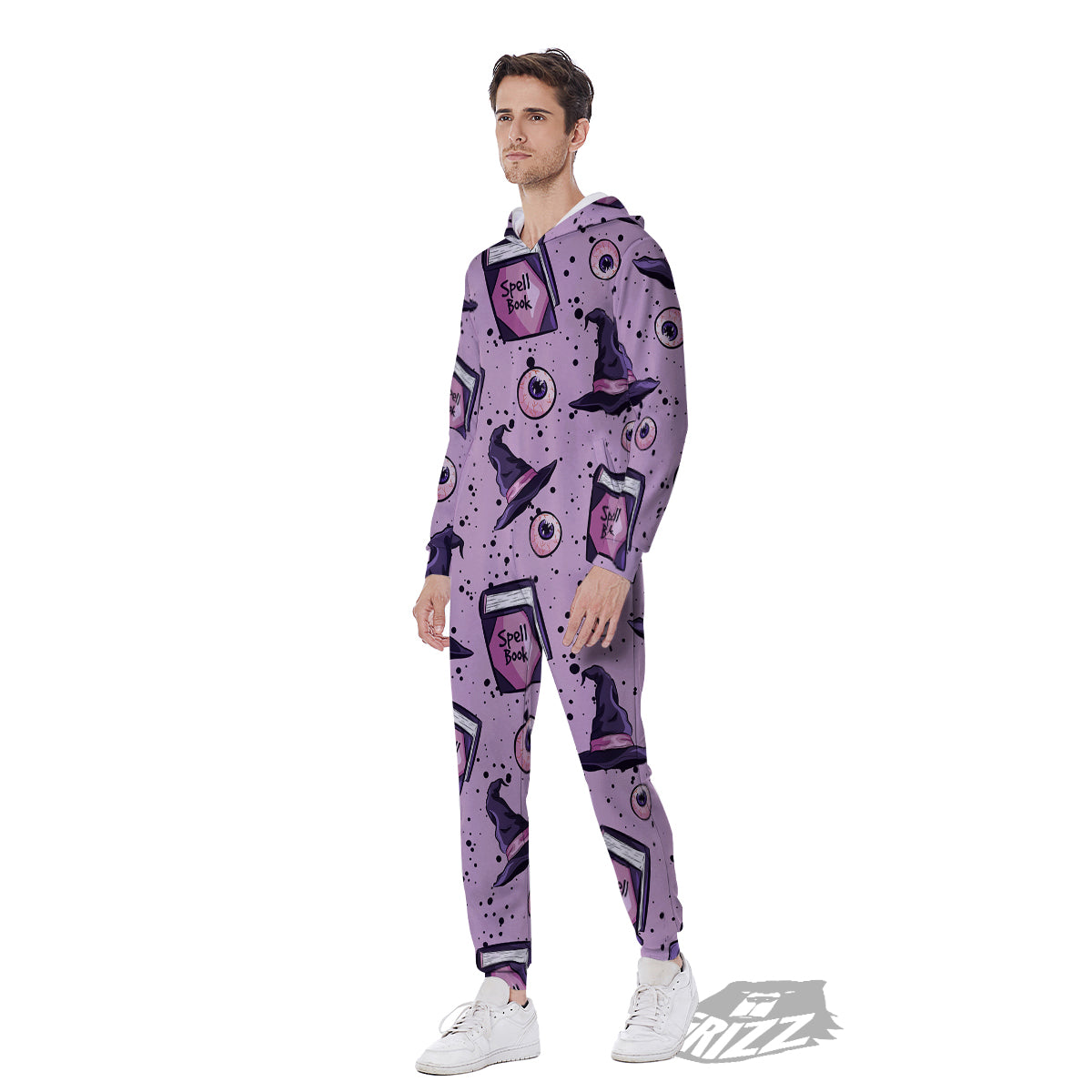 Hat Wizard Print Pattern Men's Jumpsuit-grizzshop