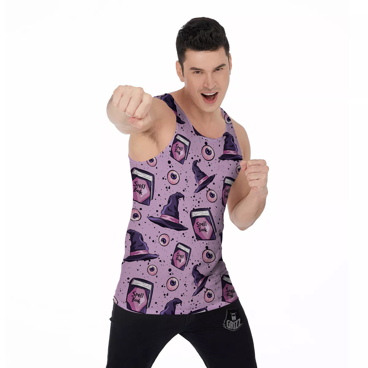 Hat Wizard Print Pattern Men's Tank Top-grizzshop