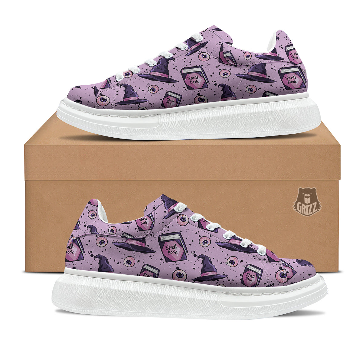 Hat Wizard Print Pattern Platform Shoes-grizzshop