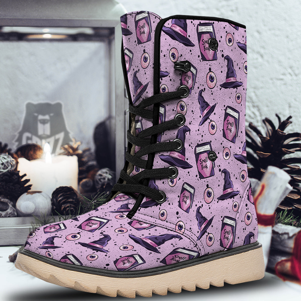 Hat Wizard Print Pattern Snow Boots-grizzshop
