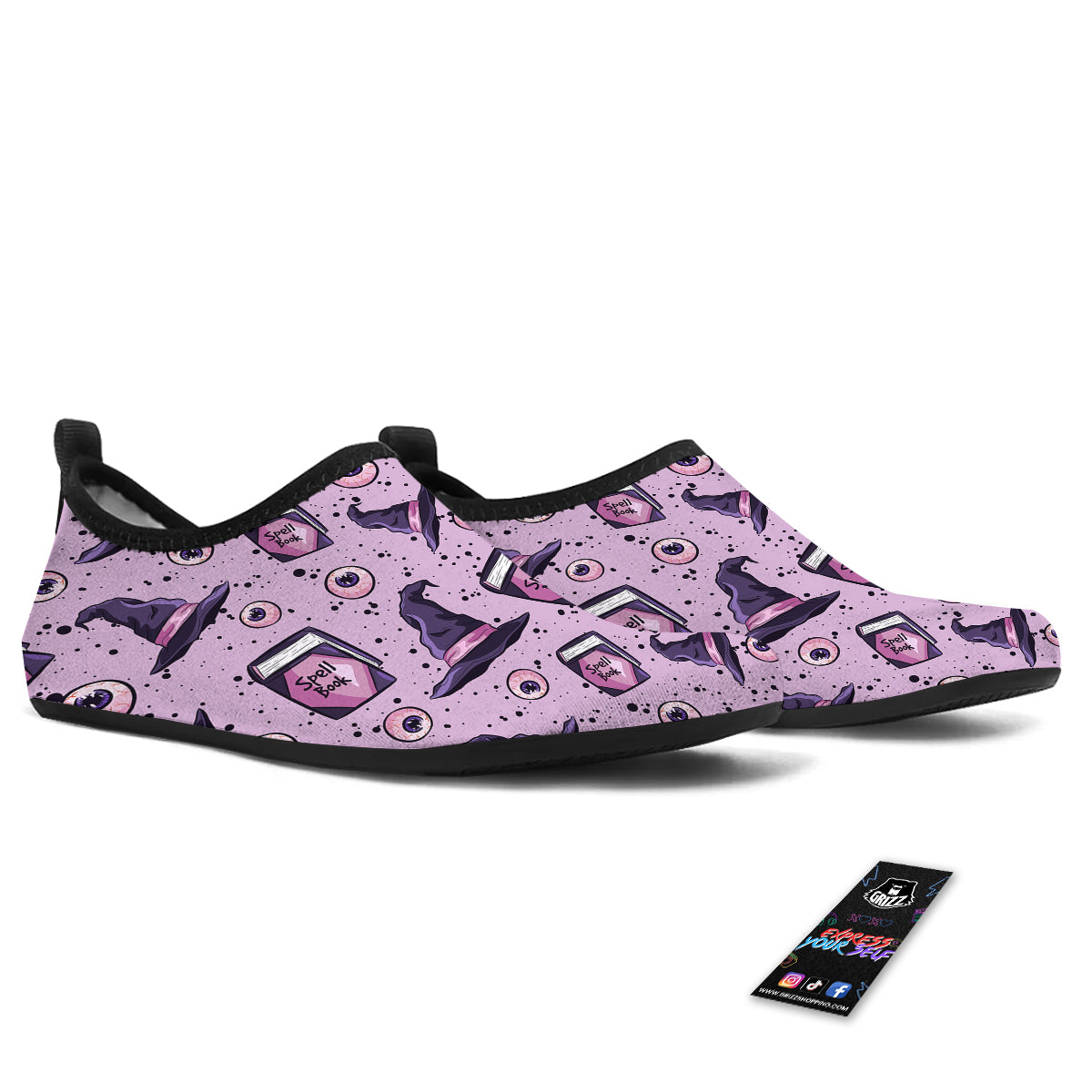 Hat Wizard Print Pattern Water Shoes-grizzshop