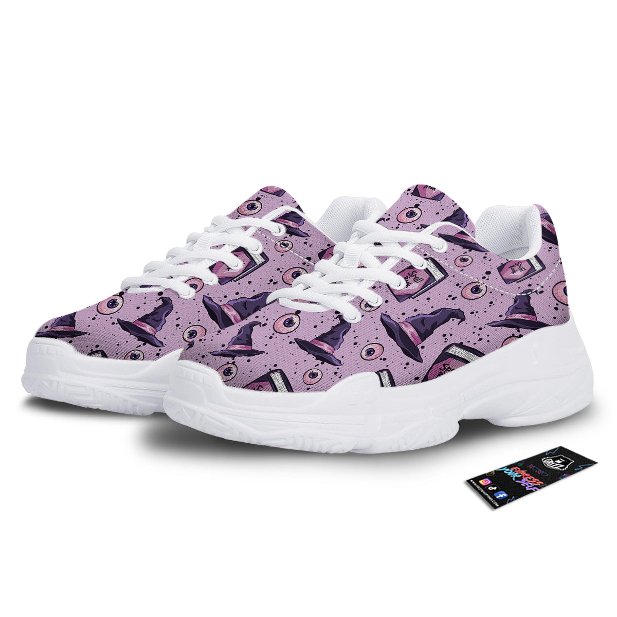 Hat Wizard Print Pattern White Chunky Shoes-grizzshop