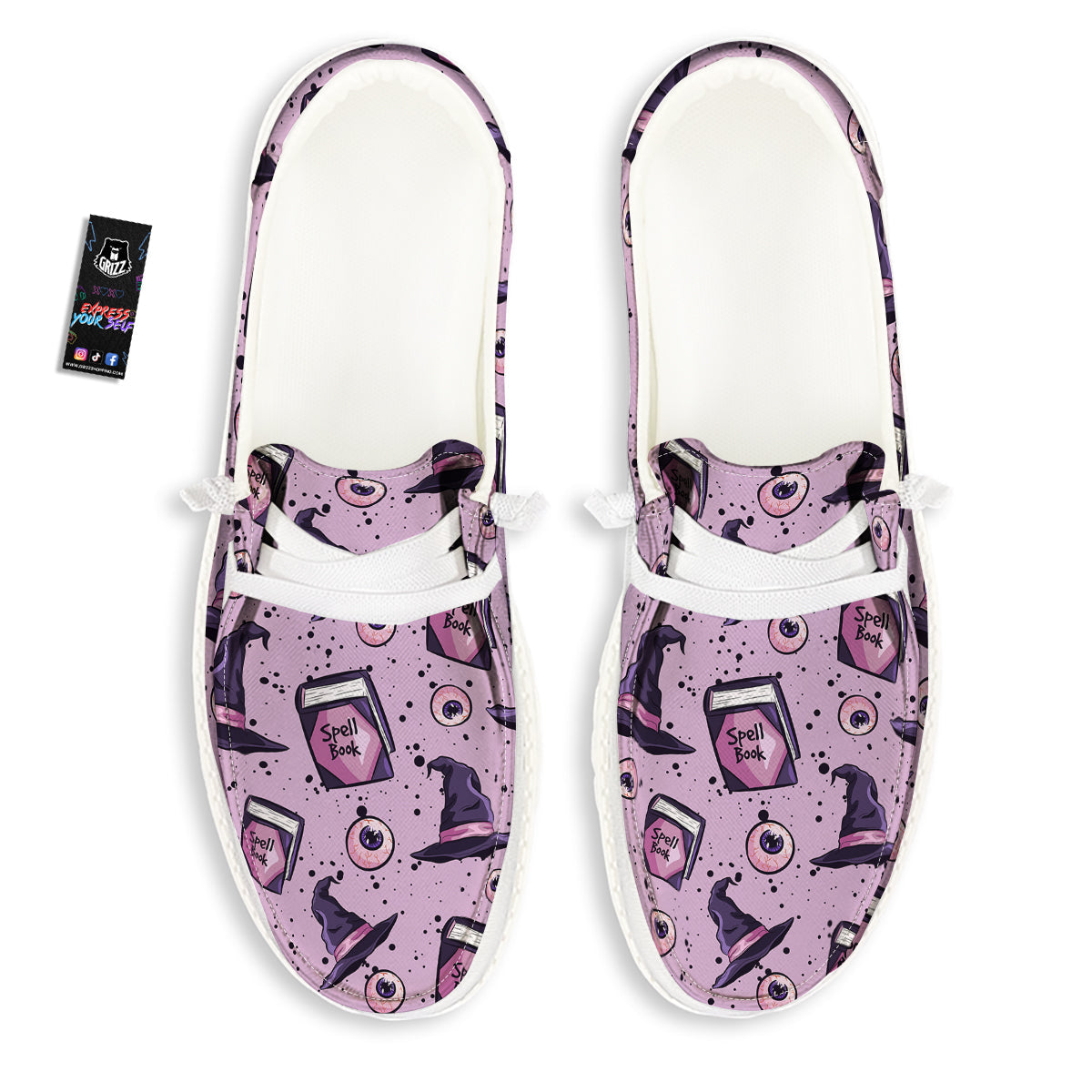 Hat Wizard Print Pattern White Loafers-grizzshop