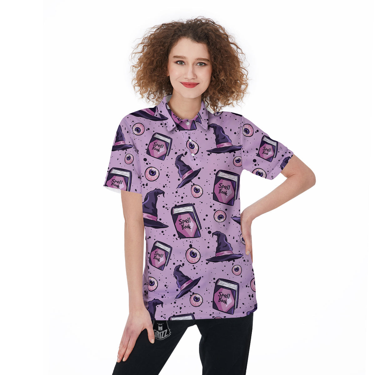 Hat Wizard Print Pattern Women's Golf Shirts-grizzshop