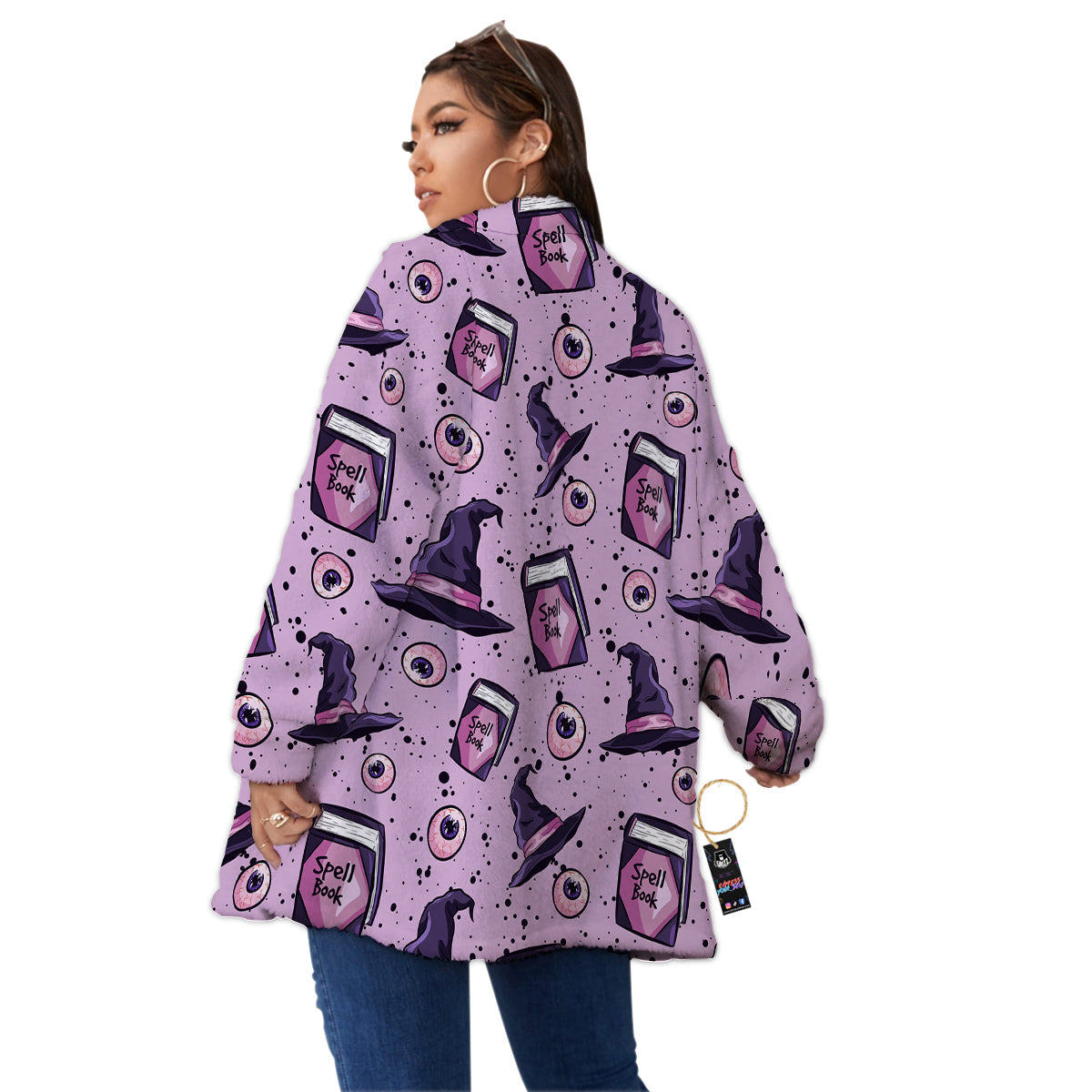 Hat Wizard Print Pattern Women's Sherpa Jacket-grizzshop