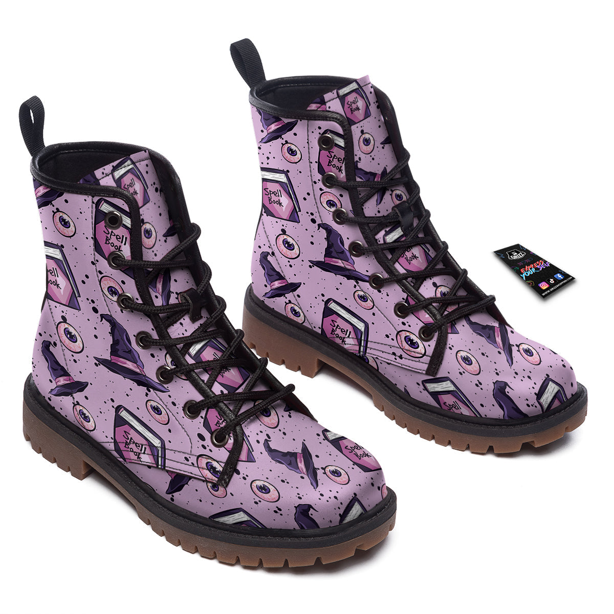 Hat Wizard Print Pattern Work Boots-grizzshop
