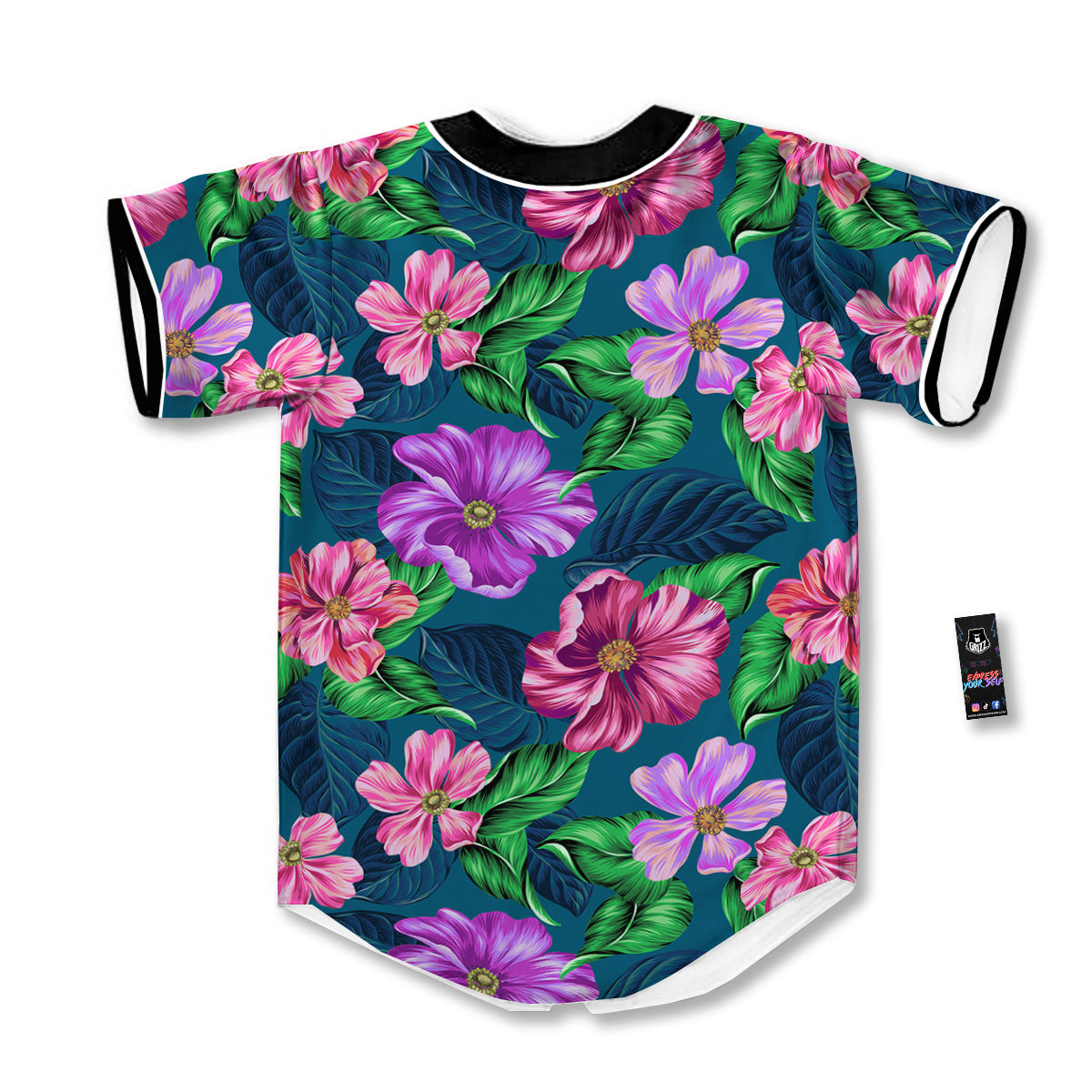 Hawaii Flowers Tropical Print Pattern Baseball Jersey-grizzshop