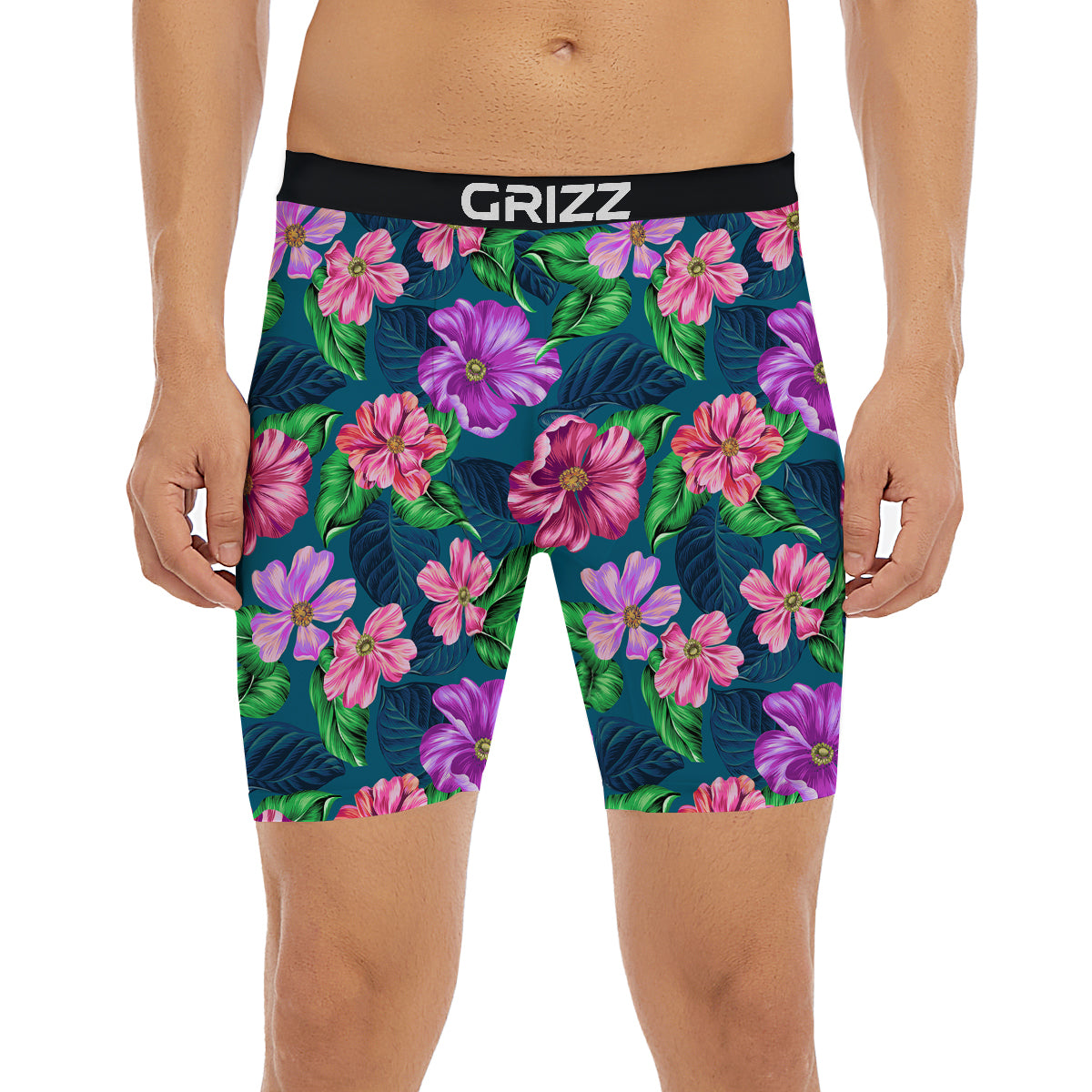 Hawaii Flowers Tropical Print Pattern Boxer Briefs-grizzshop