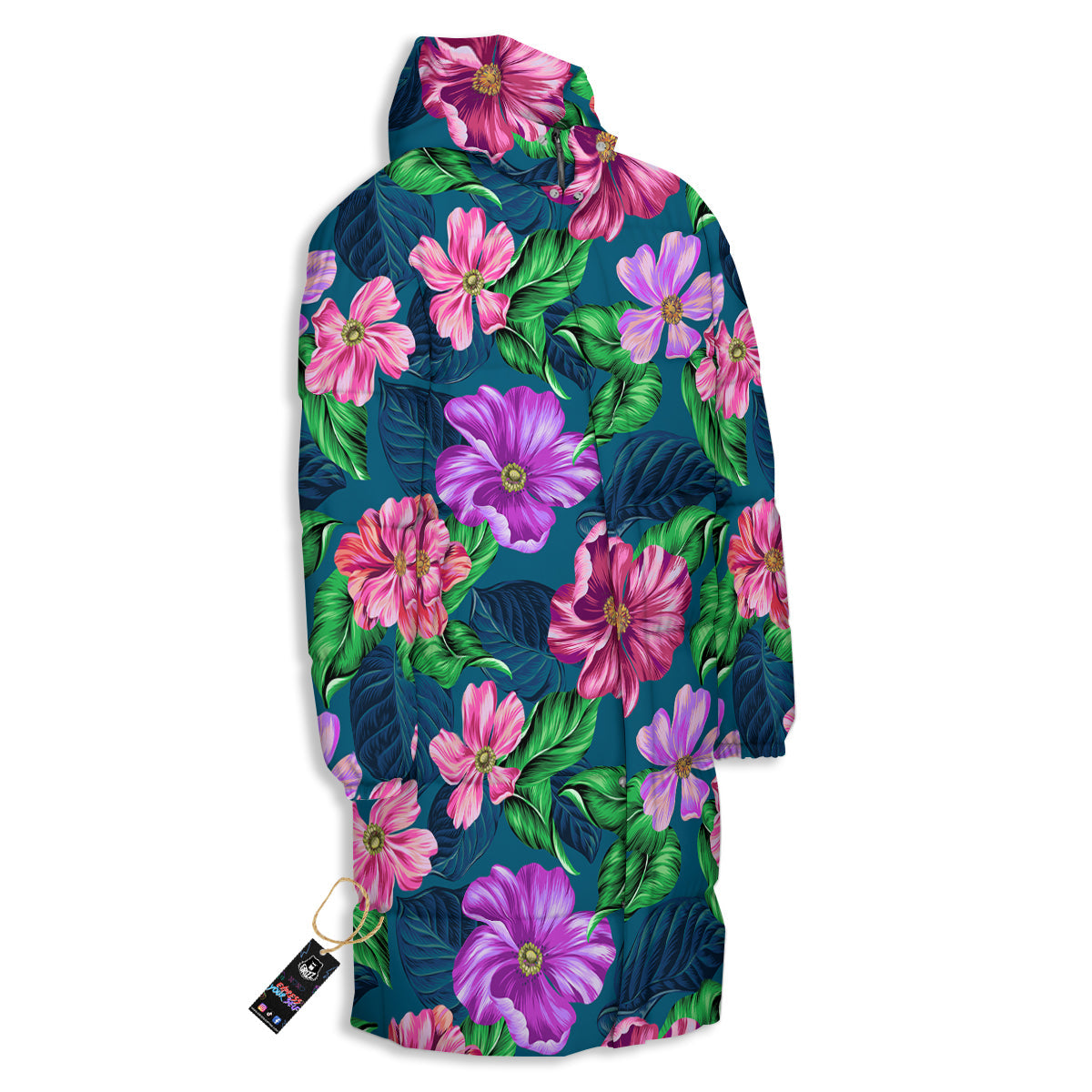 Hawaii Flowers Tropical Print Pattern Long Down Jacket-grizzshop