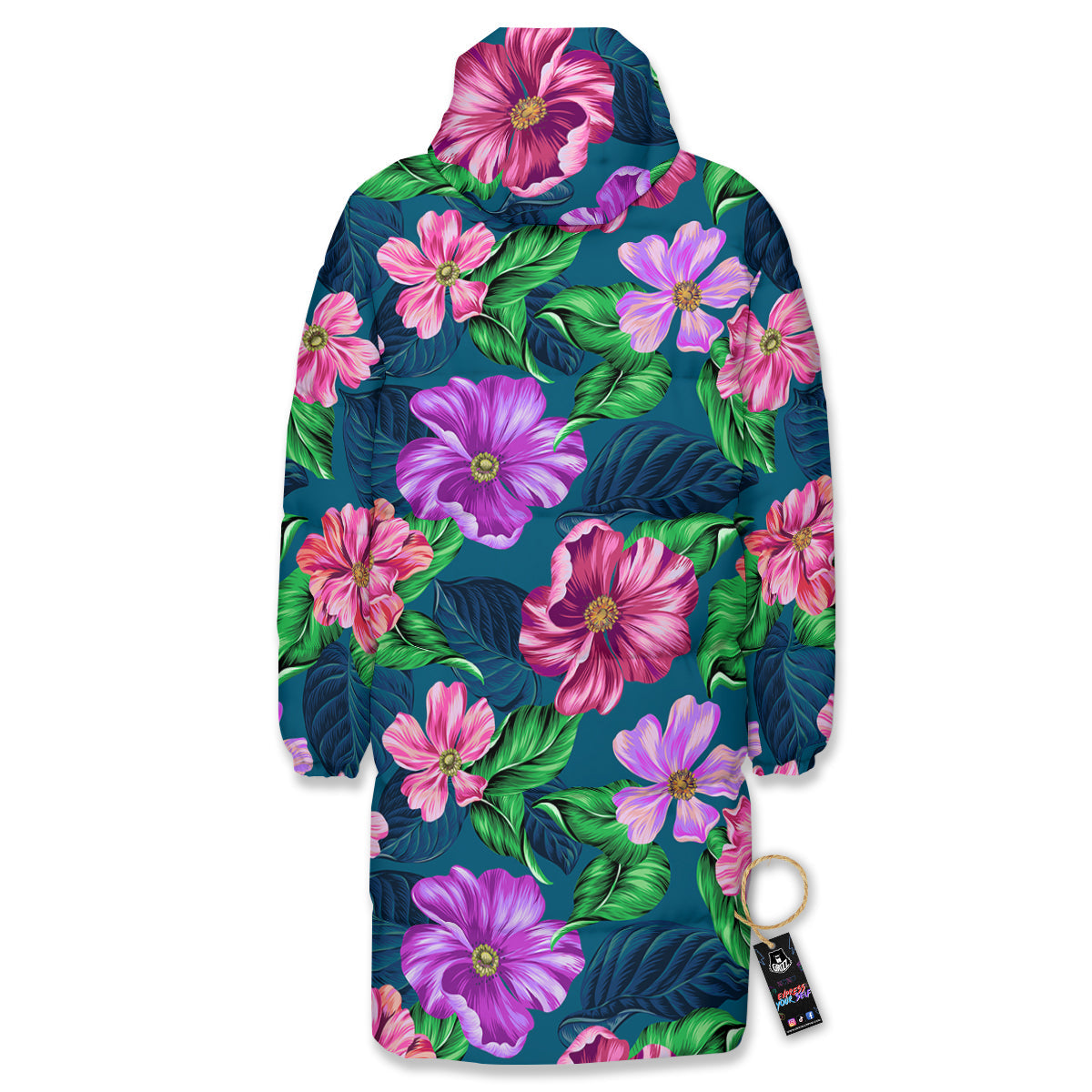 Hawaii Flowers Tropical Print Pattern Long Down Jacket-grizzshop