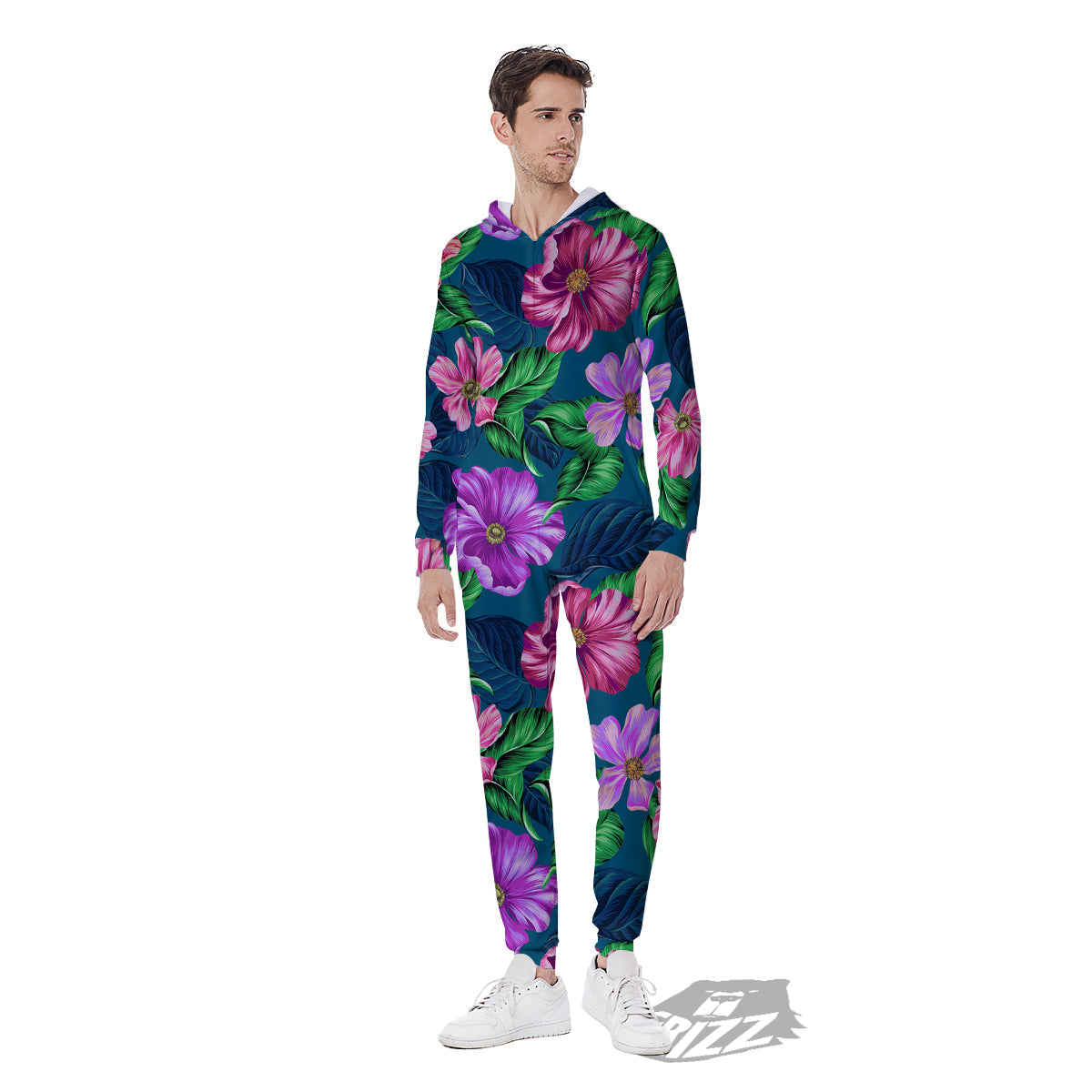 Hawaii Flowers Tropical Print Pattern Men's Jumpsuit-grizzshop
