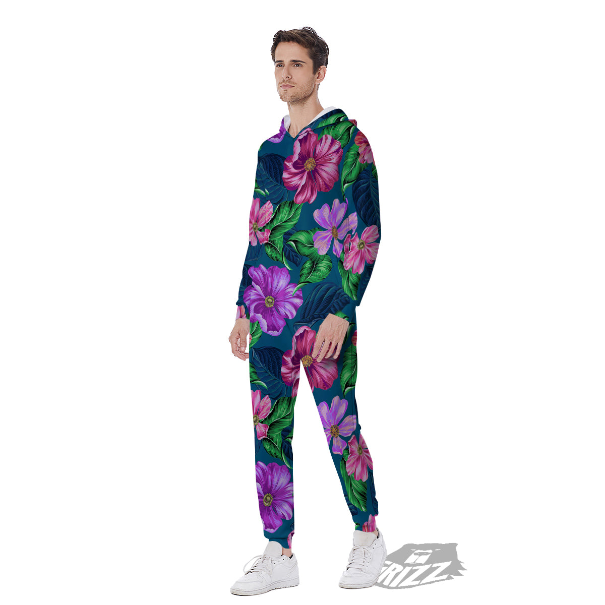 Hawaii Flowers Tropical Print Pattern Men's Jumpsuit-grizzshop