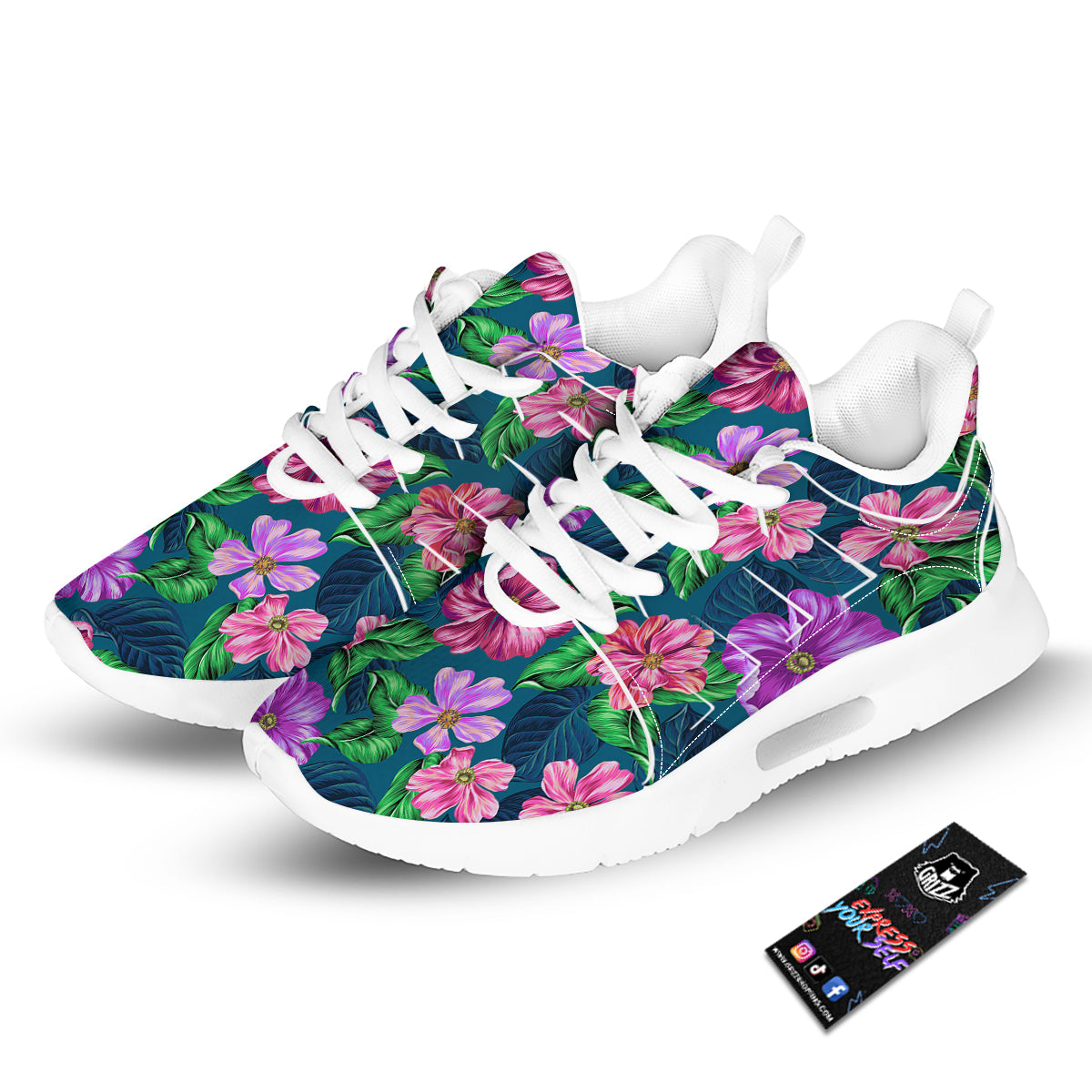 Hawaii Flowers Tropical Print Pattern Tennis Shoes-grizzshop