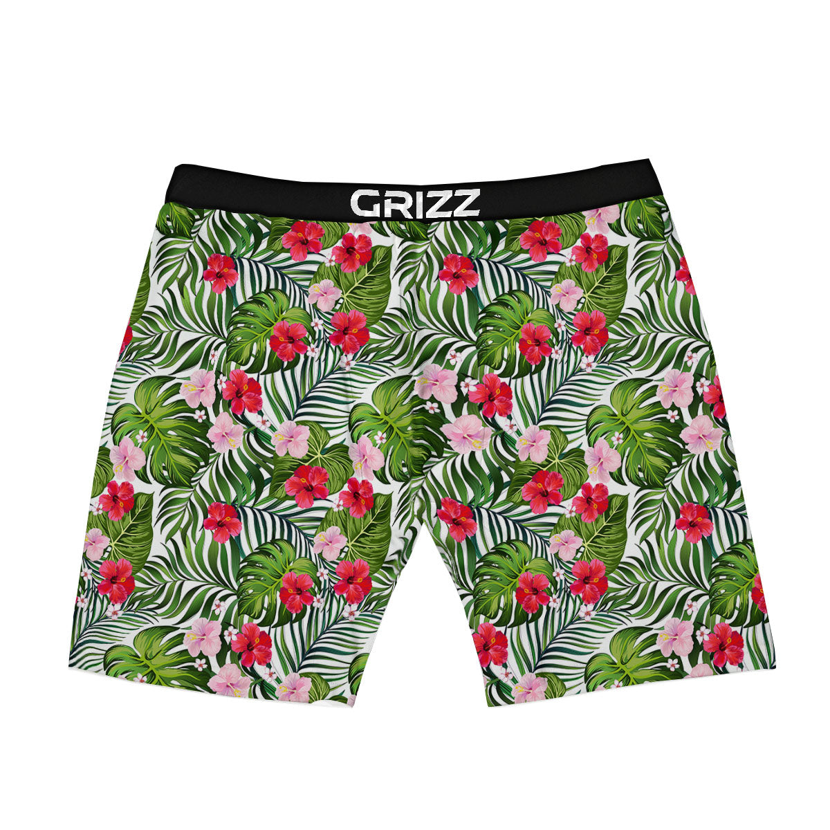 Hawaii Hibiscus Monstera Print Pattern Boxer Briefs-grizzshop