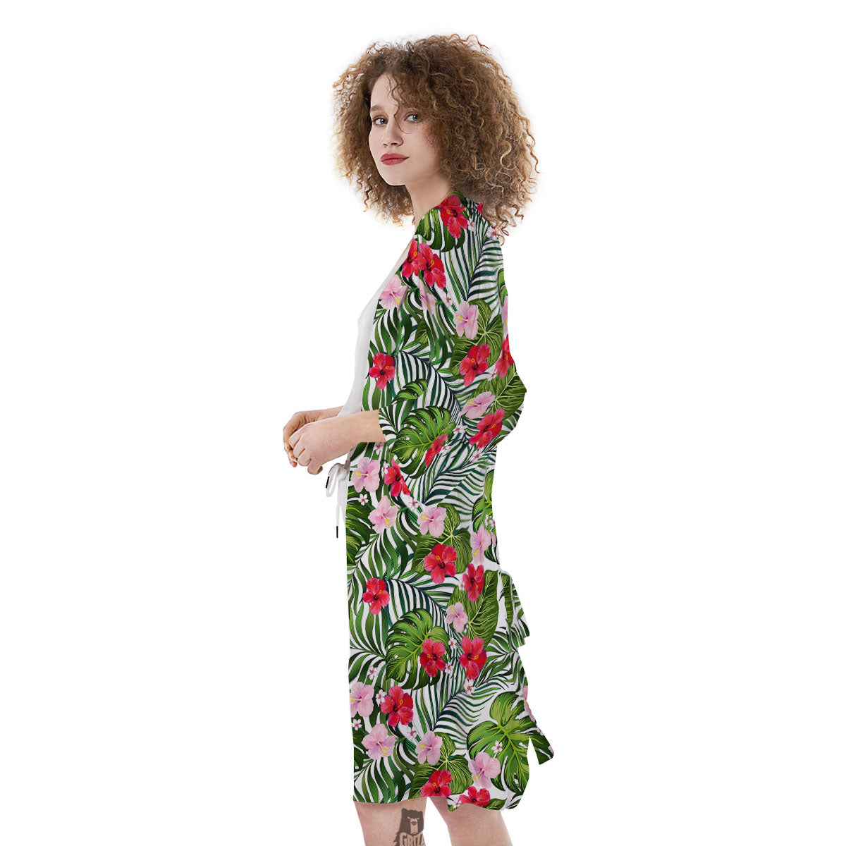Hawaii Hibiscus Monstera Print Pattern Kimono-grizzshop