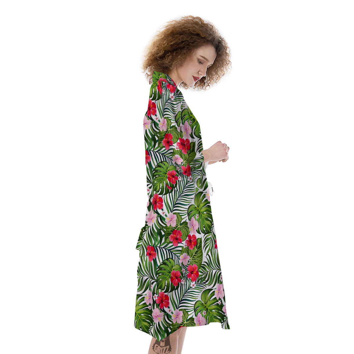 Hawaii Hibiscus Monstera Print Pattern Kimono-grizzshop