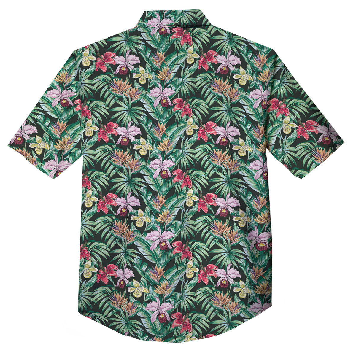 Hawaii Hibiscus Orchids Print Pattern Button Up Shirt-grizzshop