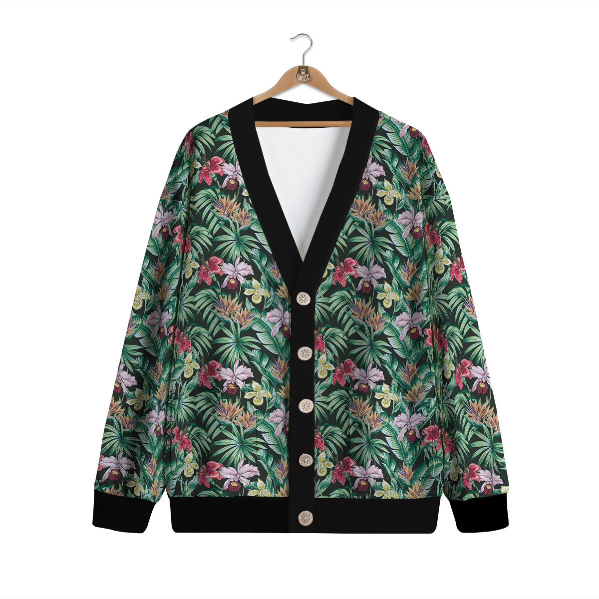 Hawaii Hibiscus Orchids Print Pattern Cardigan-grizzshop